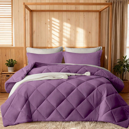 7Pcs Or 5Pcs Luxurious Comforter Set-Breathable Comforter-Ultra-Soft Fluffy Fiber Filling, Warmth For All Seasons-Quilted Comforter, Flat Sheet, Fitted Sheet, Pillowcases, Pillow Shams, Bed In A Bag