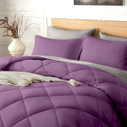 7Pcs Or 5Pcs Luxurious Comforter Set-Breathable Comforter-Ultra-Soft Fluffy Fiber Filling, Warmth For All Seasons-Quilted Comforter, Flat Sheet, Fitted Sheet, Pillowcases, Pillow Shams, Bed In A Bag