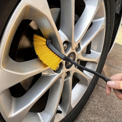7pcs Set, 5pcs Detail Brushes And 2pcs Tire Brushes, Wheel Hub Deep Cleaning Brushes, Soft Bristles Protect Vehicle Surface From Scratches, Car Wash Care And Beauty Brush Set, For Cleaning Wheel Hubs