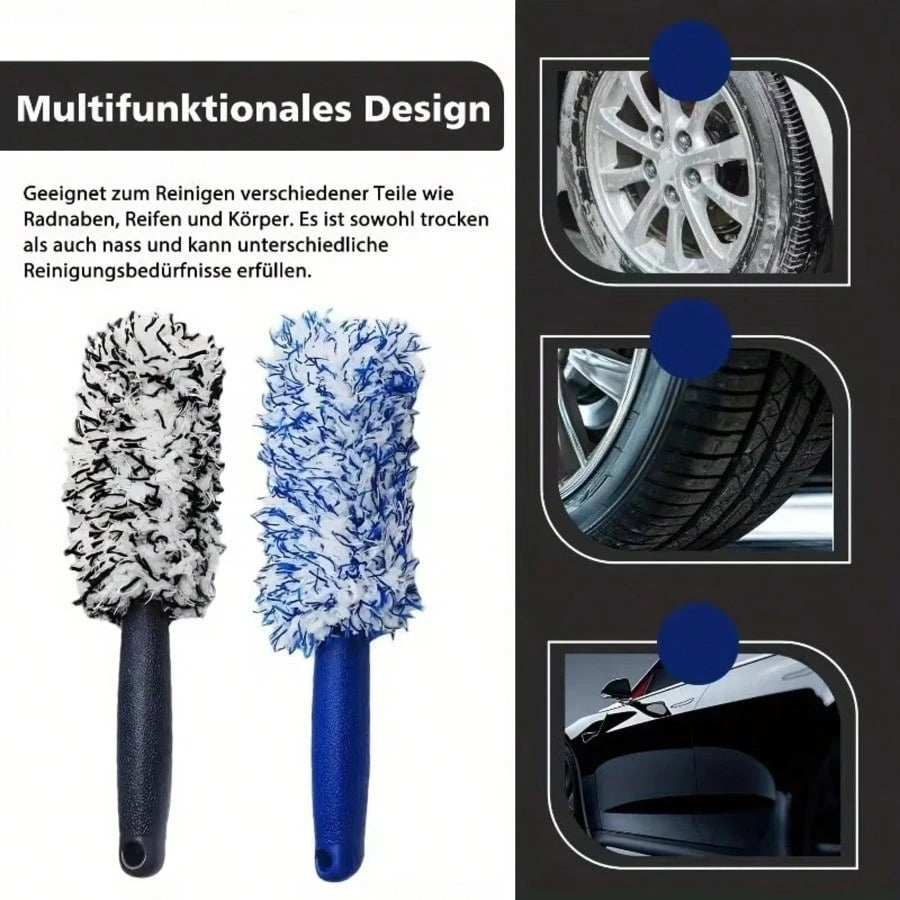 7pcs Set, 5pcs Detail Brushes And 2pcs Tire Brushes, Wheel Hub Deep Cleaning Brushes, Soft Bristles Protect Vehicle Surface From Scratches, Car Wash Care And Beauty Brush Set, For Cleaning Wheel Hubs