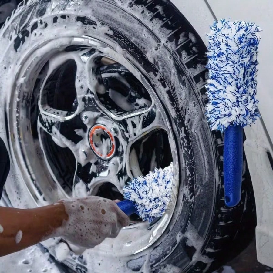 7pcs Set, 5pcs Detail Brushes And 2pcs Tire Brushes, Wheel Hub Deep Cleaning Brushes, Soft Bristles Protect Vehicle Surface From Scratches, Car Wash Care And Beauty Brush Set, For Cleaning Wheel Hubs