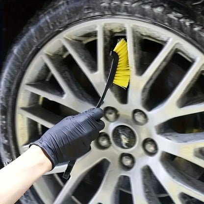 7pcs Set, 5pcs Detail Brushes And 2pcs Tire Brushes, Wheel Hub Deep Cleaning Brushes, Soft Bristles Protect Vehicle Surface From Scratches, Car Wash Care And Beauty Brush Set, For Cleaning Wheel Hubs