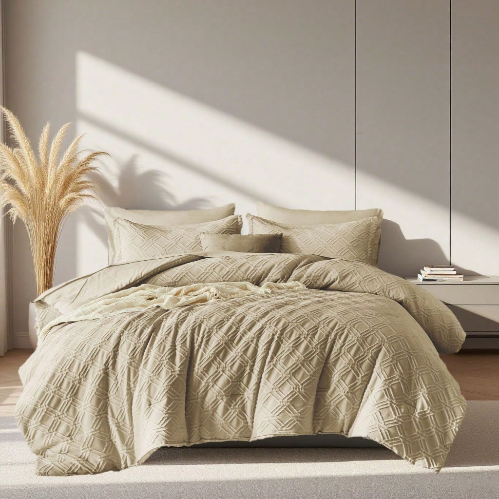 7pcs Simple And Stylish Embossed Comforter Sets Queen, 100% Polyester Lightweight Comfortable Summer Bedding Set, Super Soft And Breathable, Include 1 Comforter+1 Flat Sheet+1 Fitted Sheet+2 Pillowcas