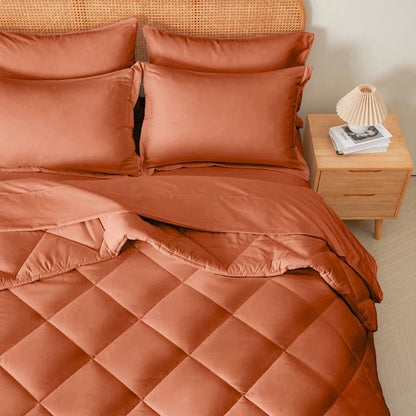 7pieces(Full/Queen/King)Lightweight Solid Comforter Set For All Seasons, Twin(5 Pieces), Soft & Comfortable Bed In A Bag Set For Student/Friends/Colleage, Boho Pintuck Bedding Comforter Sets, A Cloud
