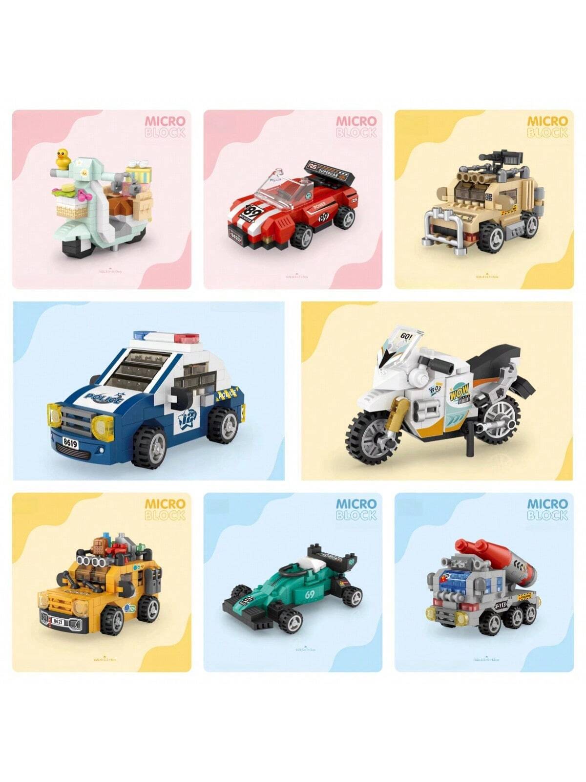 8-In-1 1600+ Piece Challenging Car Building Block Set, Including Race Cars, Sports Cars, Off-Road Vehicles, Police Cars, Etc. Classic Designs For Desktop Display, Window Decorations, Holiday & Back-To