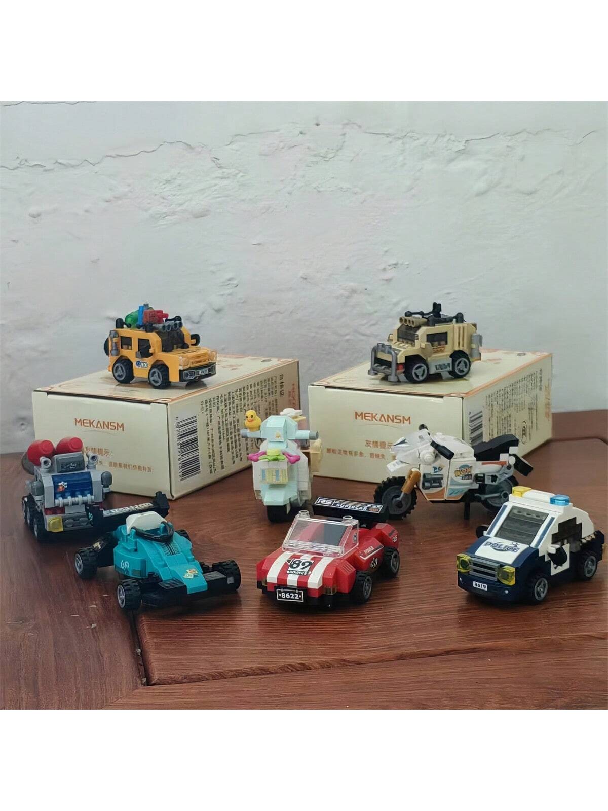 8-In-1 1600+ Piece Challenging Car Building Block Set, Including Race Cars, Sports Cars, Off-Road Vehicles, Police Cars, Etc. Classic Designs For Desktop Display, Window Decorations, Holiday & Back-To