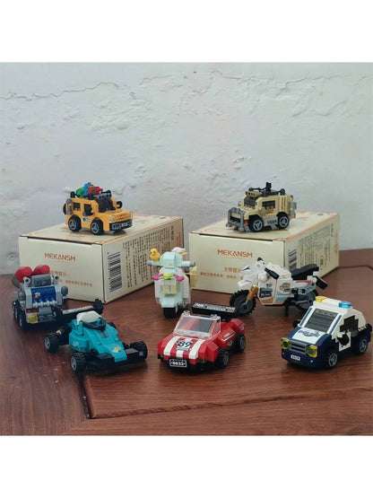 8-In-1 1600+ Piece Challenging Car Building Block Set, Including Race Cars, Sports Cars, Off-Road Vehicles, Police Cars, Etc. Classic Designs For Desktop Display, Window Decorations, Holiday & Back-To