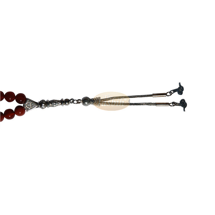 8 mm 33-Bead Turquoise Tughra Charm Tasbih
