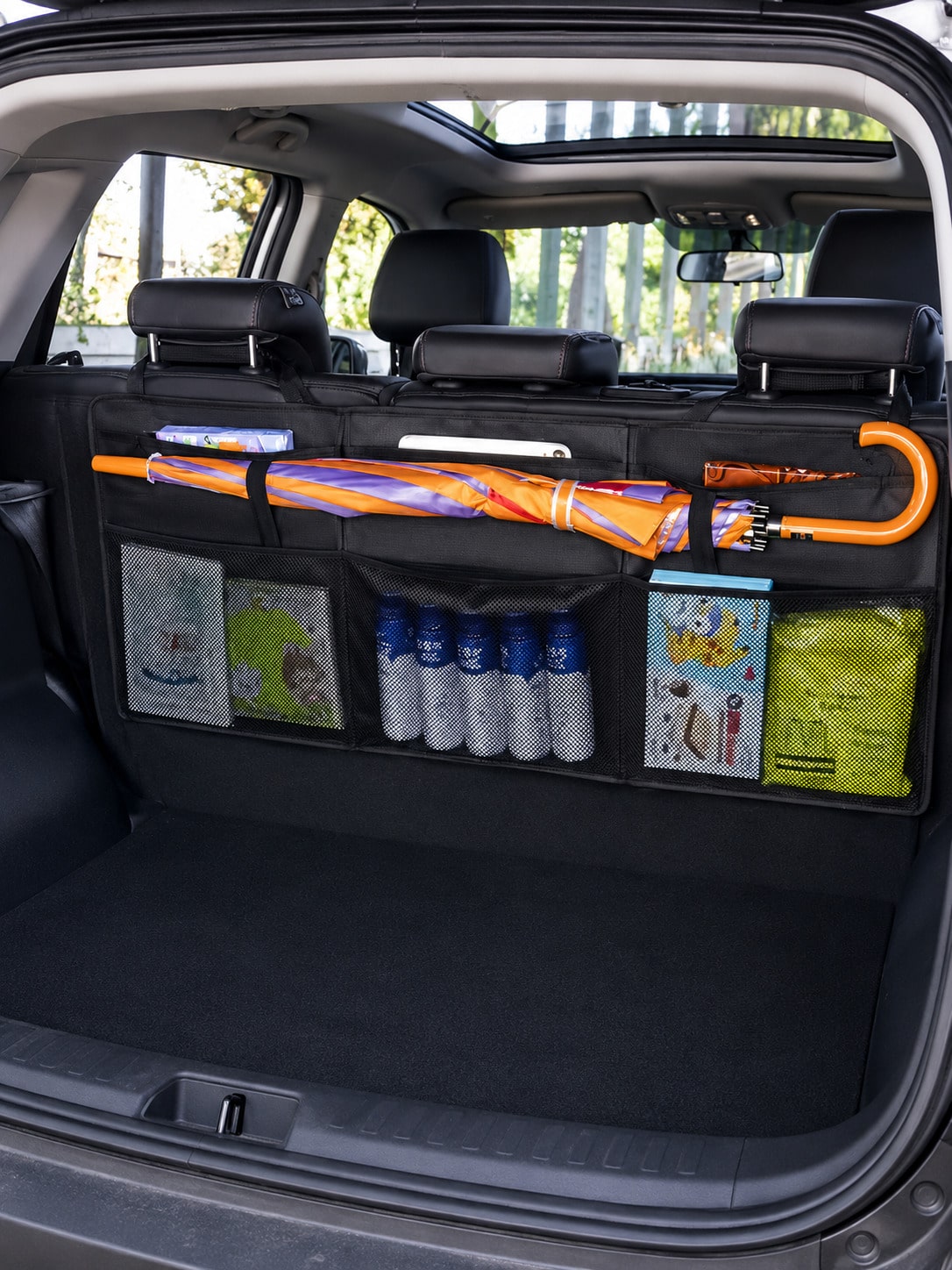 8-Pocket Car Trunk Hanging Storage Organizer Bag/ Storage Box Option, Multi-Function Seat Back Storage Net Bag, Large Capacity Classified Car Rear Seat Hanging Storage Bag, Essential Travel Organizin
