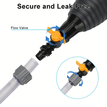 9.8Ft Siphon Hose Transfer Hand Pump With Flow Valve For Gasoline Oil Water Fuel