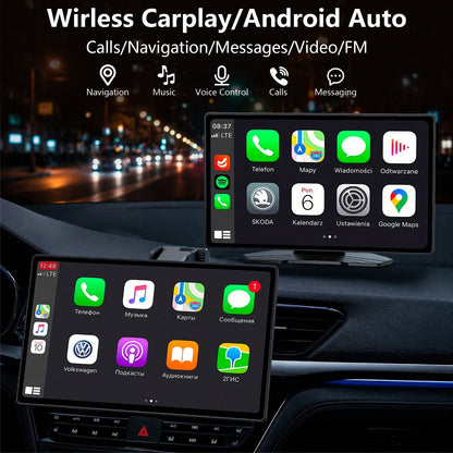 9-Inch Portable CarPlay Screen For Car- Built-In Backup Camera, GPS Navigation, Siri Voice Assistant, FM Radio, AUX & Mirror Link- Supports Apple CarPlay & Android Auto