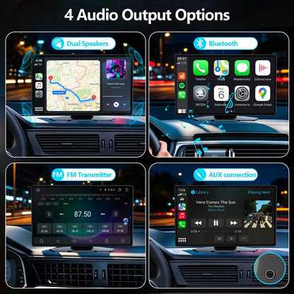 9-Inch Portable CarPlay Screen For Car- Built-In Backup Camera, GPS Navigation, Siri Voice Assistant, FM Radio, AUX & Mirror Link- Supports Apple CarPlay & Android Auto