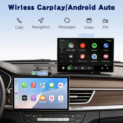 9-Inch Portable CarPlay Screen For Car- Built-In Backup Camera, GPS Navigation, Siri Voice Assistant, FM Radio, AUX & Mirror Link- Supports Apple CarPlay & Android Auto