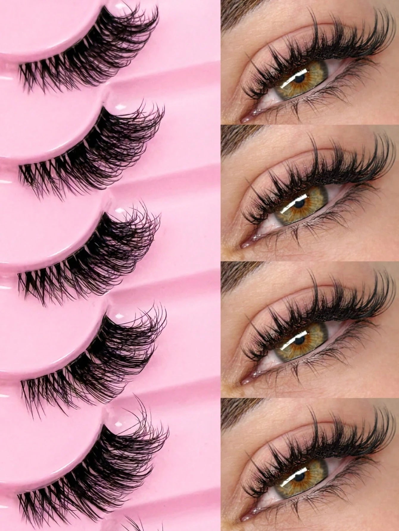 9 Pairs Of Half-Strip False Eyelashes, Transparent Lash Stems, Natural Cat Eye Makeup Effect, Extended Tail Design, Fluffy & Lightweight, Faux Mink Material, Create Natural Makeup Look, Suitable For D