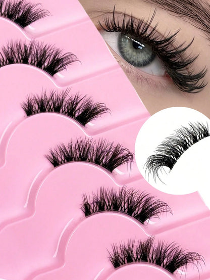 9 Pairs Of Half-Strip False Eyelashes, Transparent Lash Stems, Natural Cat Eye Makeup Effect, Extended Tail Design, Fluffy & Lightweight, Faux Mink Material, Create Natural Makeup Look, Suitable For D