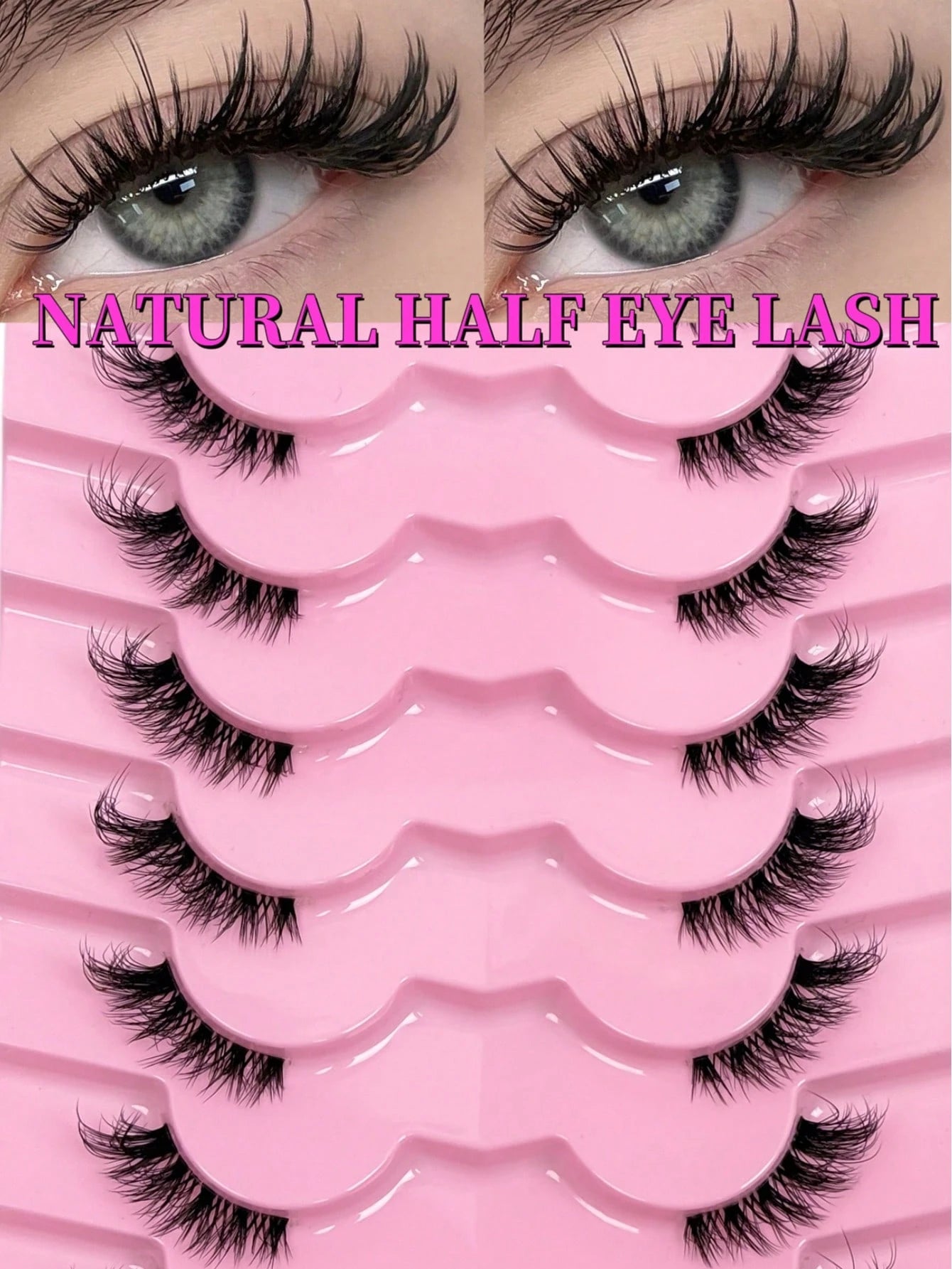 9 Pairs Of Half-Strip False Eyelashes, Transparent Lash Stems, Natural Cat Eye Makeup Effect, Extended Tail Design, Fluffy & Lightweight, Faux Mink Material, Create Natural Makeup Look, Suitable For D