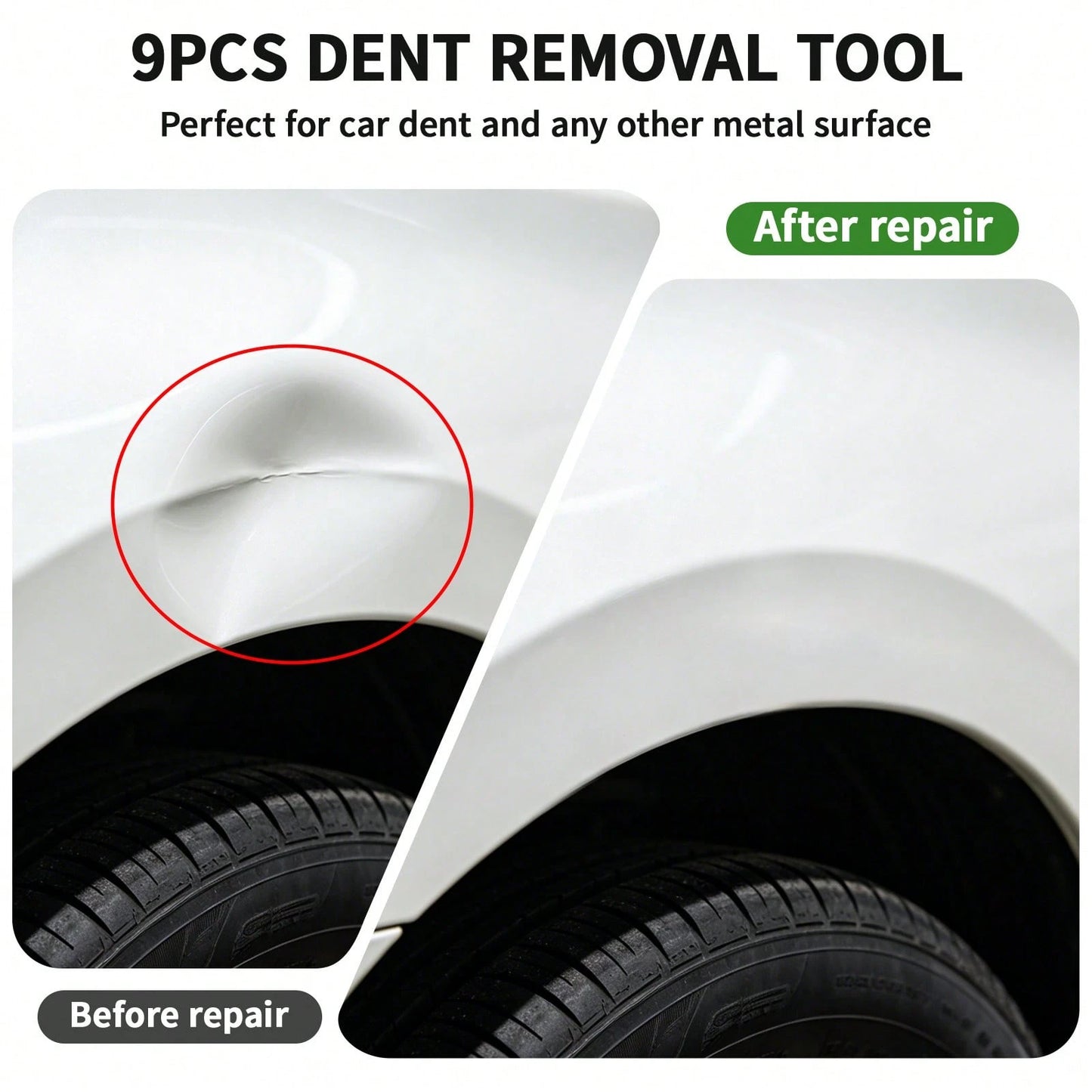 9-Piece Stainless Steel Paintless Dent Repair Tool Set-Ideal For DIY Minor Dent Repair And Professional Auto Repair Shops
