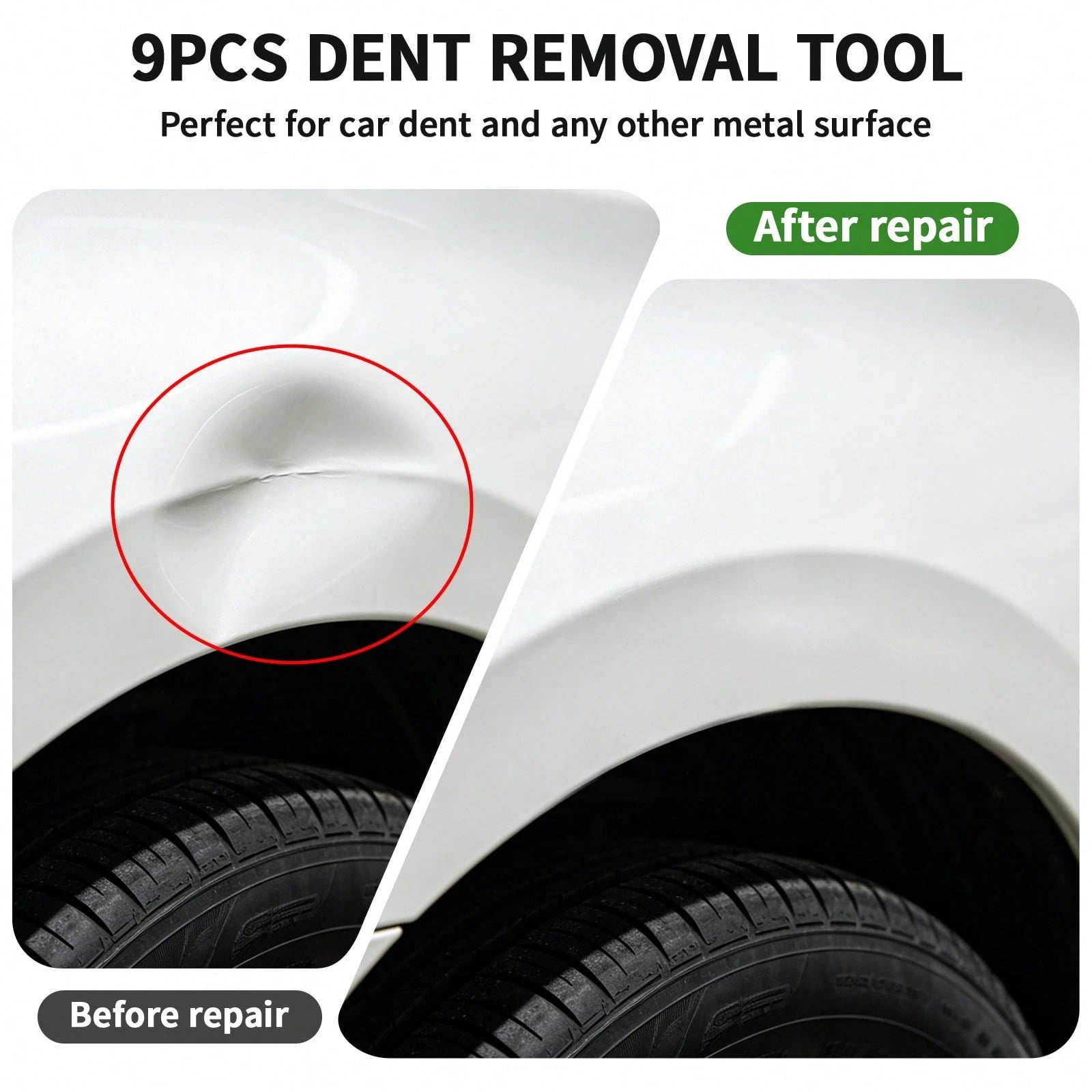 9-Piece Stainless Steel Paintless Dent Repair Tool Set-Ideal For DIY Minor Dent Repair And Professional Auto Repair Shops