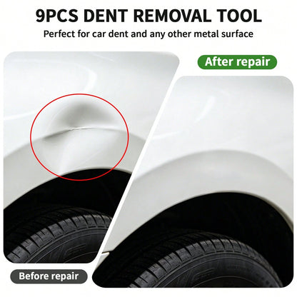 9-Piece Stainless Steel Paintless Dent Repair Tool Set-Ideal For DIY Minor Dent Repair And Professional Auto Repair Shops