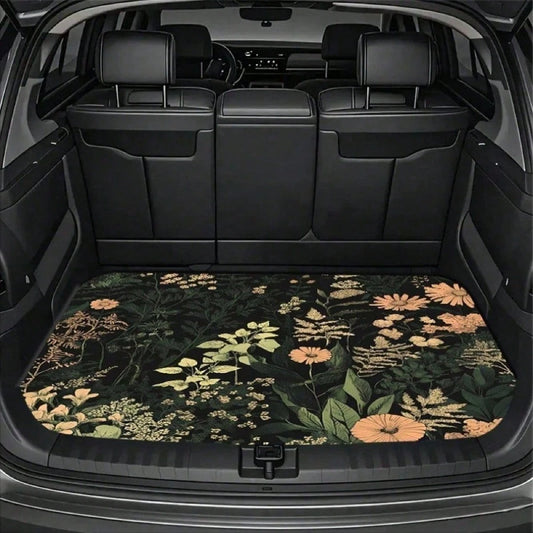 A Car Trunk Mat With Floral And Green Plant Patterns, Keeps Your Car Interior Clean And Stylish, Durable And Fashionable Interior Protection, Adds Personality To The Car Interior, Suitable For Trunk P
