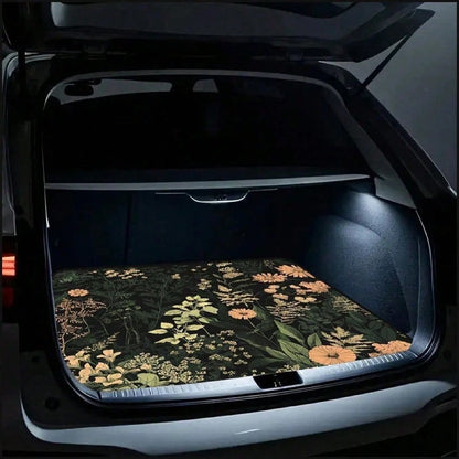 A Car Trunk Mat With Floral And Green Plant Patterns, Keeps Your Car Interior Clean And Stylish, Durable And Fashionable Interior Protection, Adds Personality To The Car Interior, Suitable For Trunk P