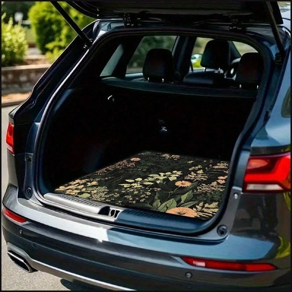 A Car Trunk Mat With Floral And Green Plant Patterns, Keeps Your Car Interior Clean And Stylish, Durable And Fashionable Interior Protection, Adds Personality To The Car Interior, Suitable For Trunk P