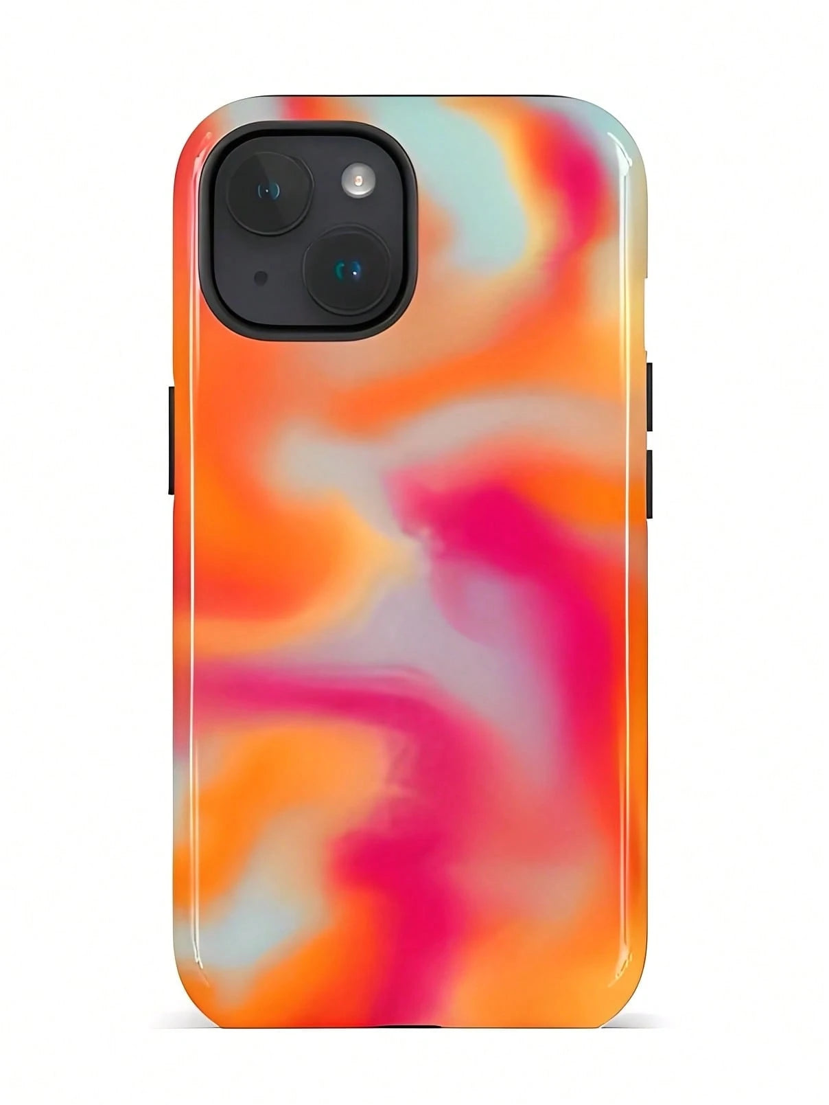 Abstract Pattern Blending Orange, Red, Pink And Blue Two-In-One Matte Texture Phone Case Suitable For Compatible With Iphone17,17AIR,16, 15, 14, 13, 12, 11, PRO MAX,PLUS,X,XS,As Well As, Galaxy S21/2