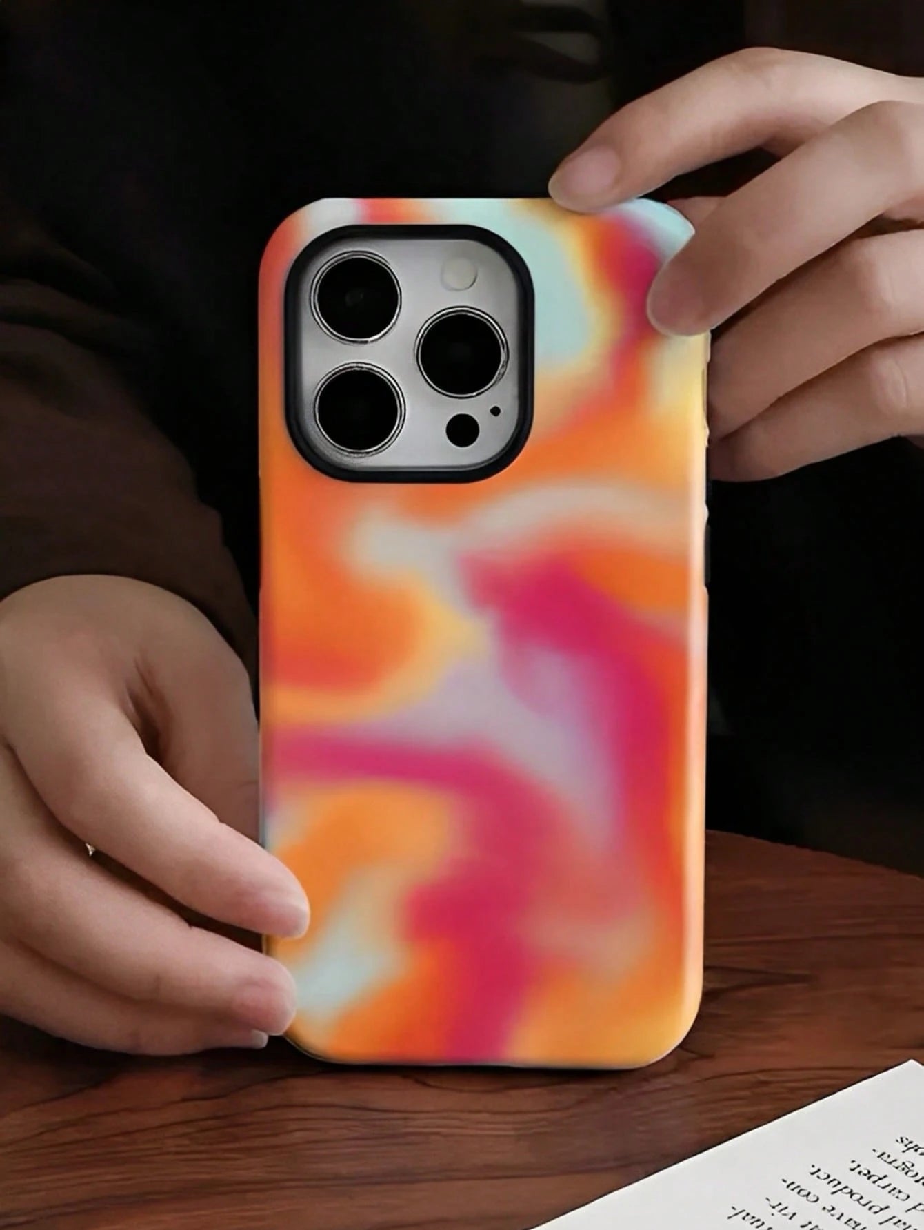 Abstract Pattern Blending Orange, Red, Pink And Blue Two-In-One Matte Texture Phone Case Suitable For Compatible With Iphone17,17AIR,16, 15, 14, 13, 12, 11, PRO MAX,PLUS,X,XS,As Well As, Galaxy S21/2