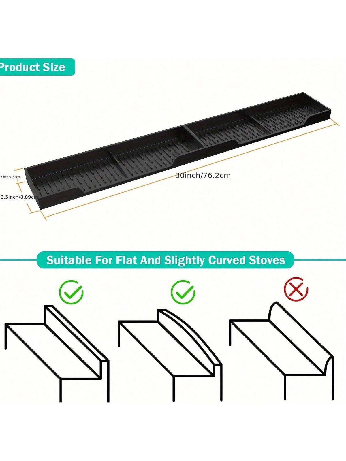 Abulun 30 Inch Silicone Stove Oven Top Shelf Magnetic For Kitchen Gadgets, Soft Flexible Strong Magnetic Heat Resistant Spice Rack Kitchen Organizer For Over Oven Stove
