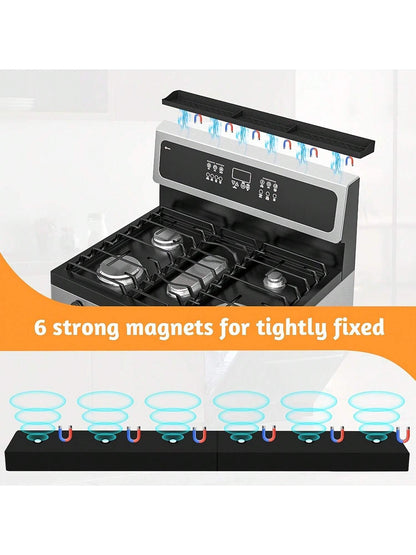 Abulun 30 Inch Silicone Stove Oven Top Shelf Magnetic For Kitchen Gadgets, Soft Flexible Strong Magnetic Heat Resistant Spice Rack Kitchen Organizer For Over Oven Stove