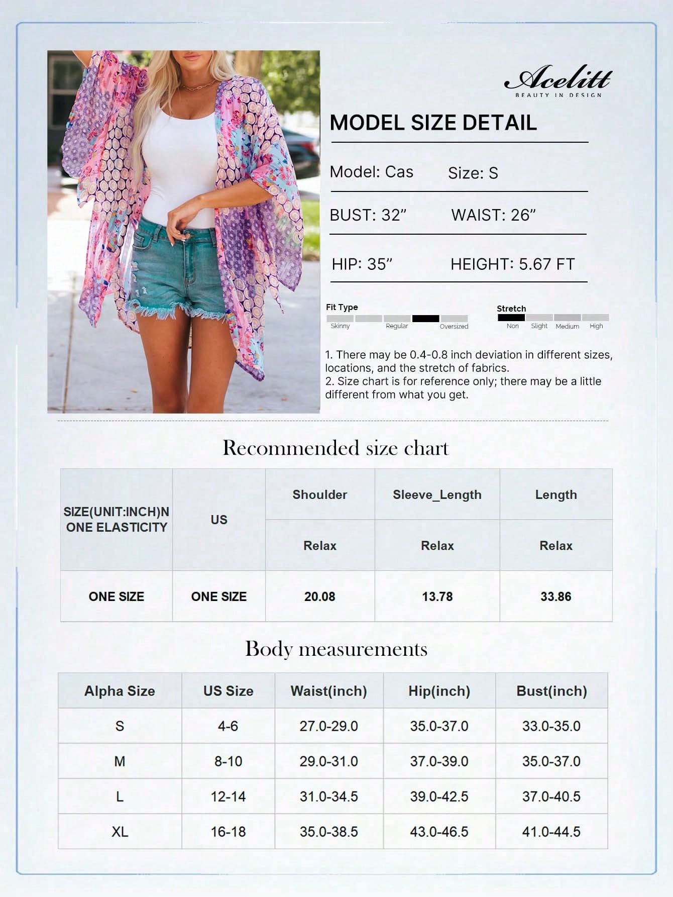 Acelitt Women's Summer Bohemian Polka Dot Print Batwing Sleeve Loose Casual Lightweight Kimono Cardigan, Suitable For Travel And Beach Vacation