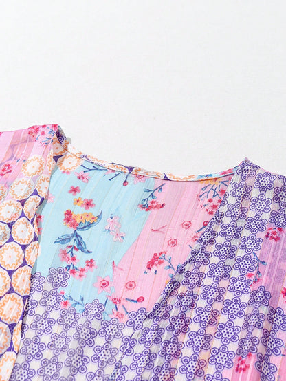 Acelitt Women's Summer Bohemian Polka Dot Print Batwing Sleeve Loose Casual Lightweight Kimono Cardigan, Suitable For Travel And Beach Vacation