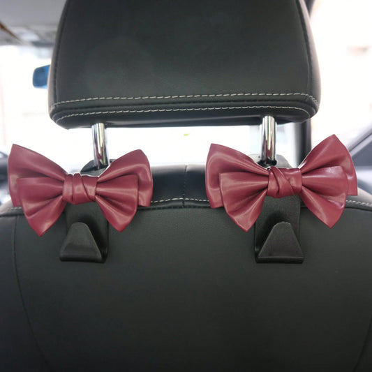 AD High-End Fashionable Leather Bowknot Multi-Function Car Seat Back Hook
