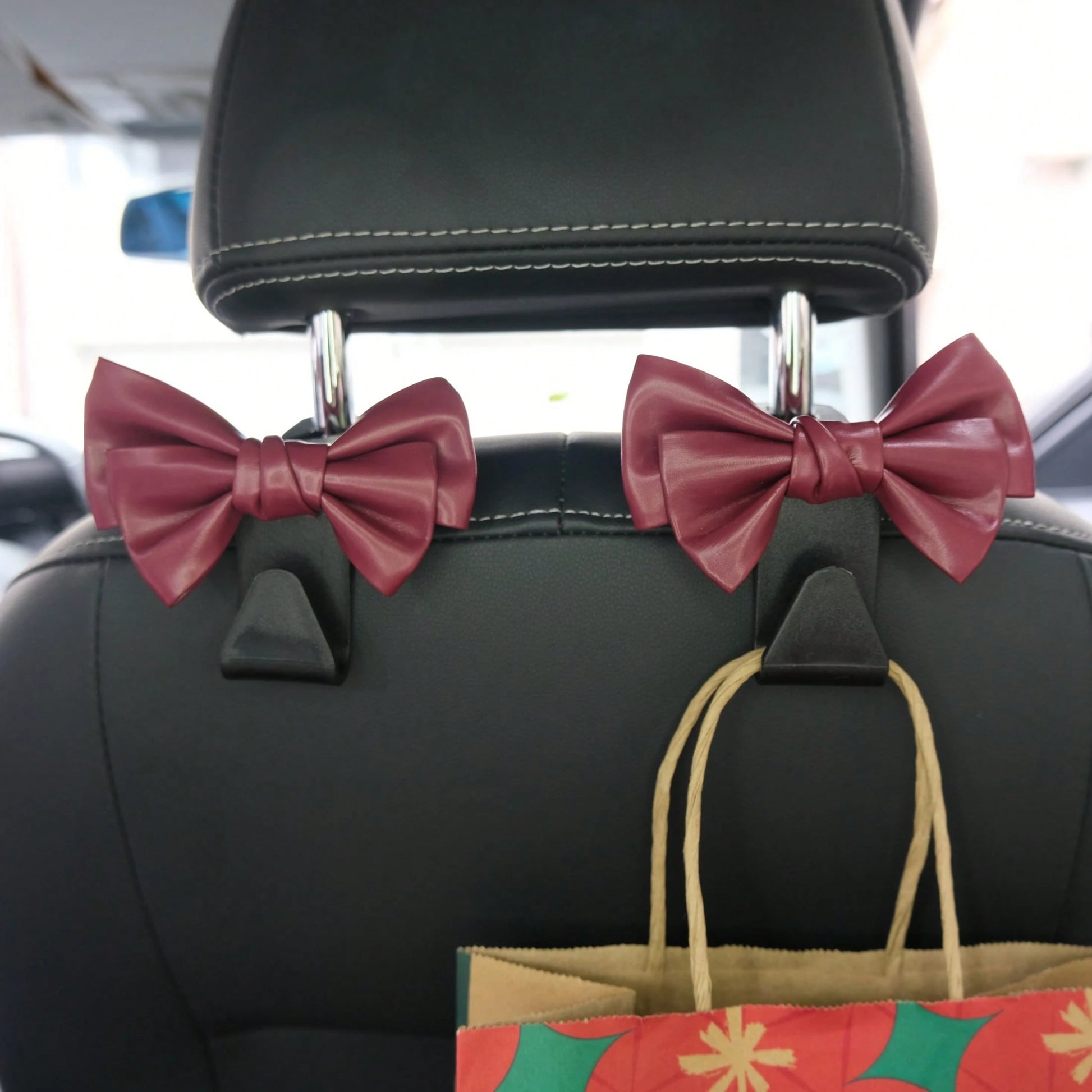 AD High-End Fashionable Leather Bowknot Multi-Function Car Seat Back Hook