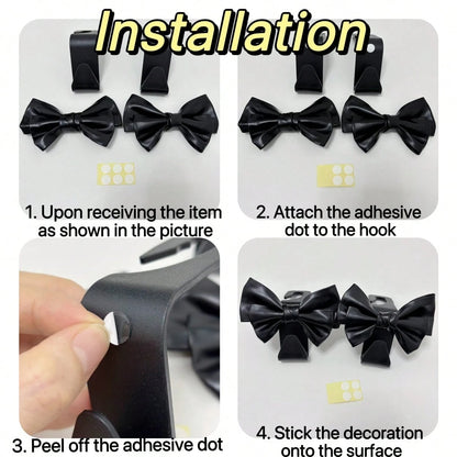 AD High-End Fashionable Leather Bowknot Multi-Function Car Seat Back Hook