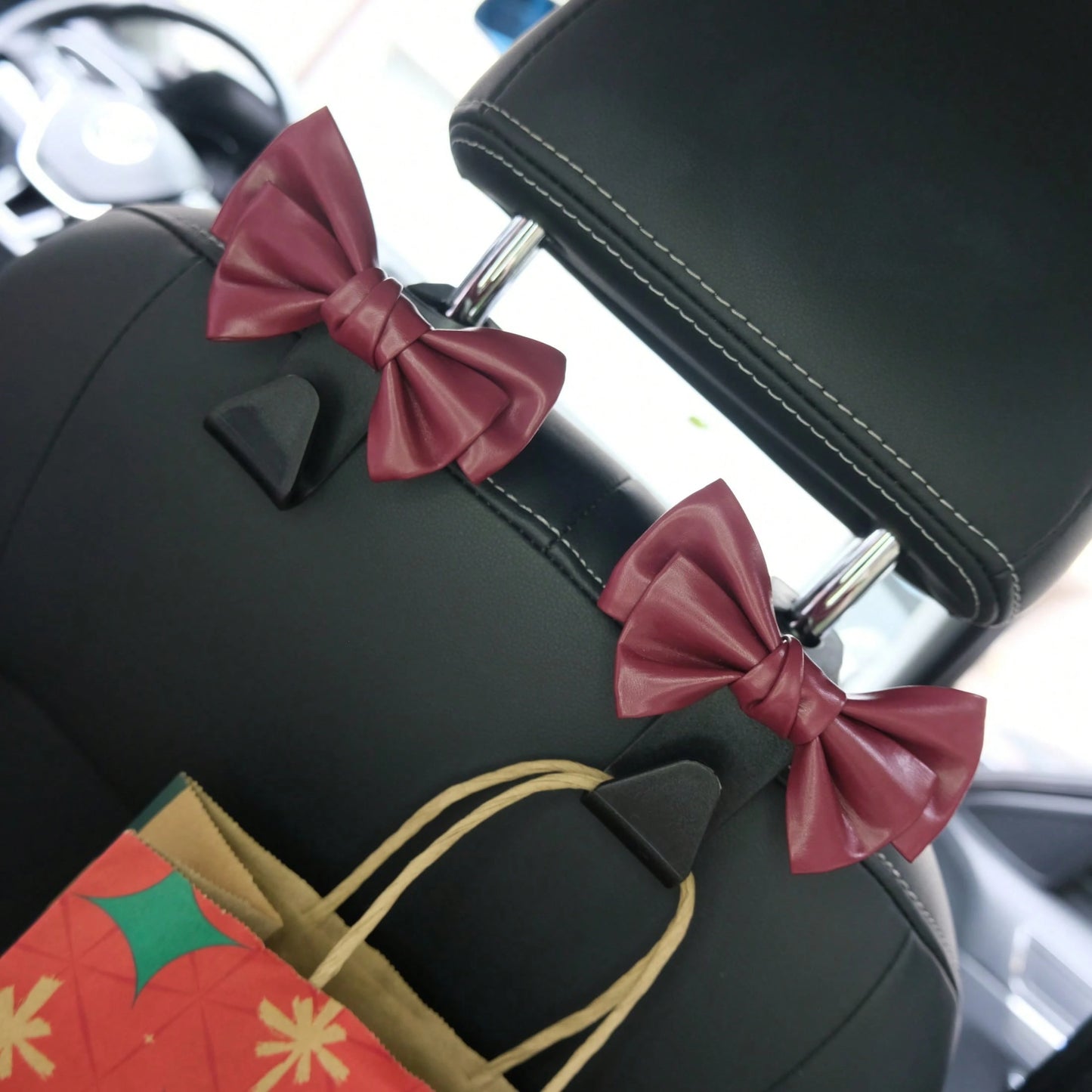 AD High-End Fashionable Leather Bowknot Multi-Function Car Seat Back Hook