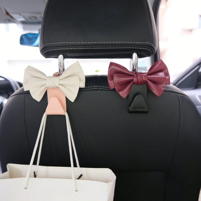 AD High-End Fashionable Leather Bowknot Multi-Function Car Seat Back Hook