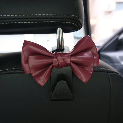 AD High-End Fashionable Leather Bowknot Multi-Function Car Seat Back Hook