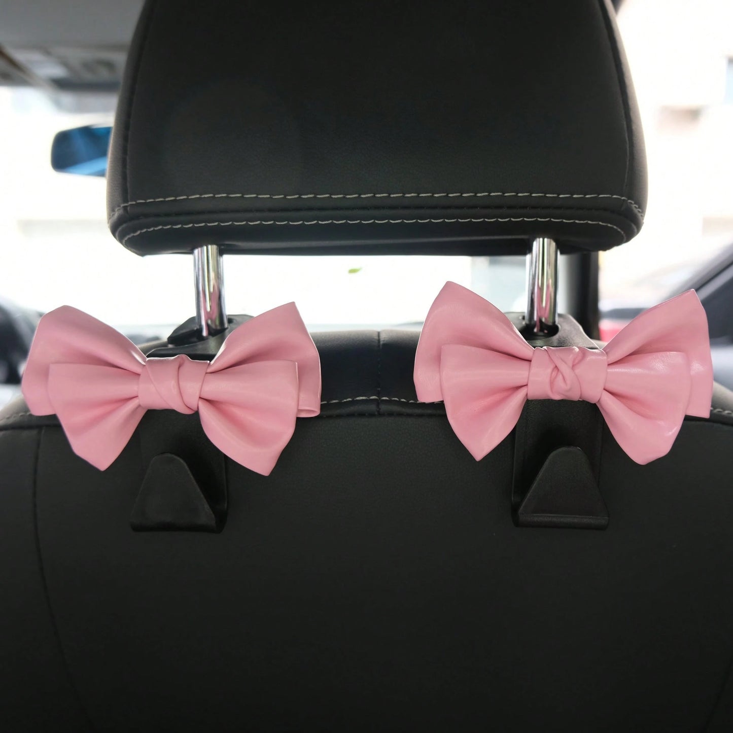 AD High-End Leather Bowknot Multi-Function Car Seat Back Hook, Hanging Organizer