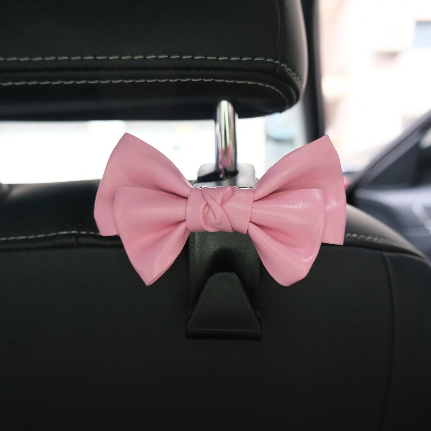 AD High-End Leather Bowknot Multi-Function Car Seat Back Hook, Hanging Organizer
