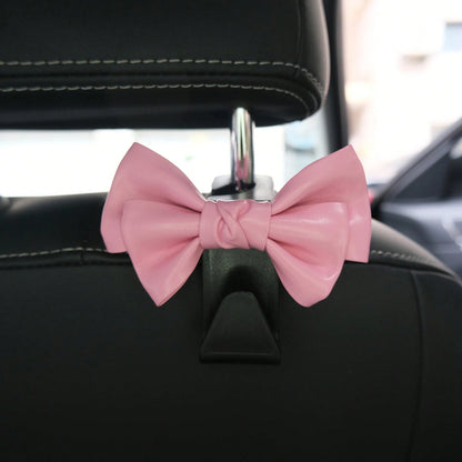 AD High-End Leather Bowknot Multi-Function Car Seat Back Hook, Hanging Organizer