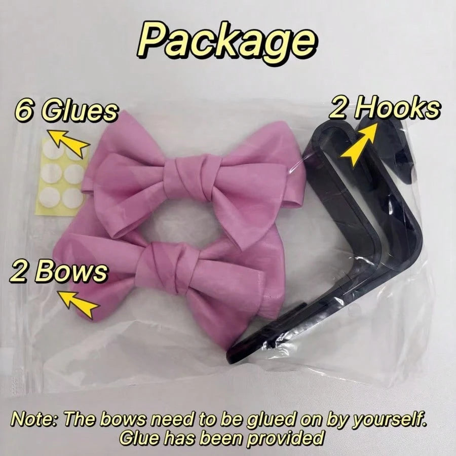 AD High-End Leather Bowknot Multi-Function Car Seat Back Hook, Hanging Organizer
