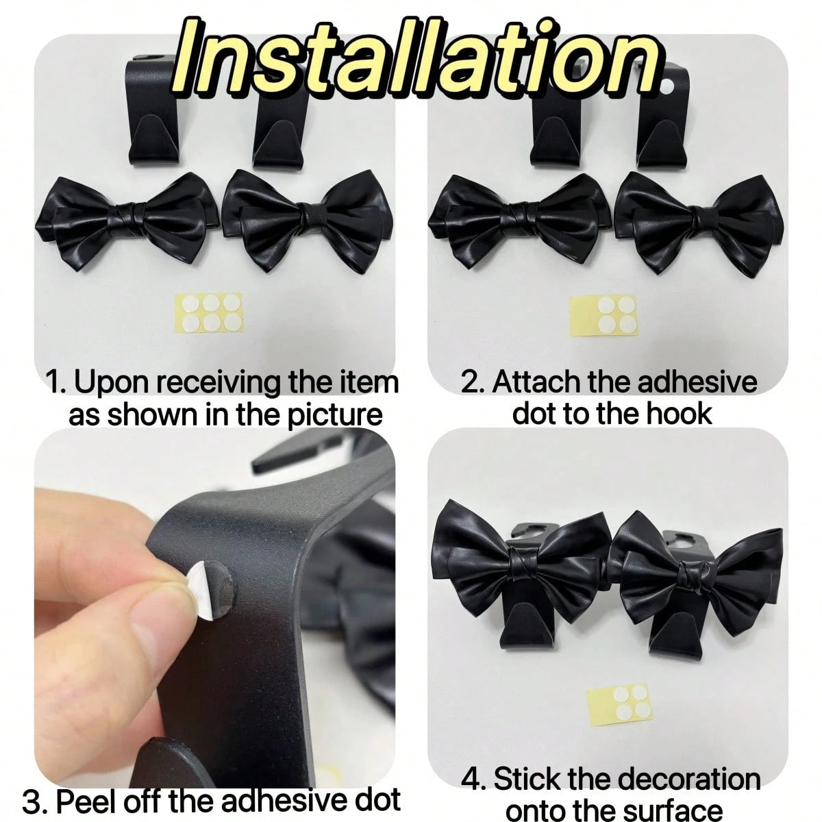 AD High-End Leather Bowknot Multi-Function Car Seat Back Hook, Hanging Organizer