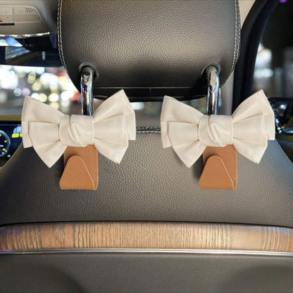 AD High-End Leather Bowknot Multi-Function Car Seat Back Hook, Hanging Organizer