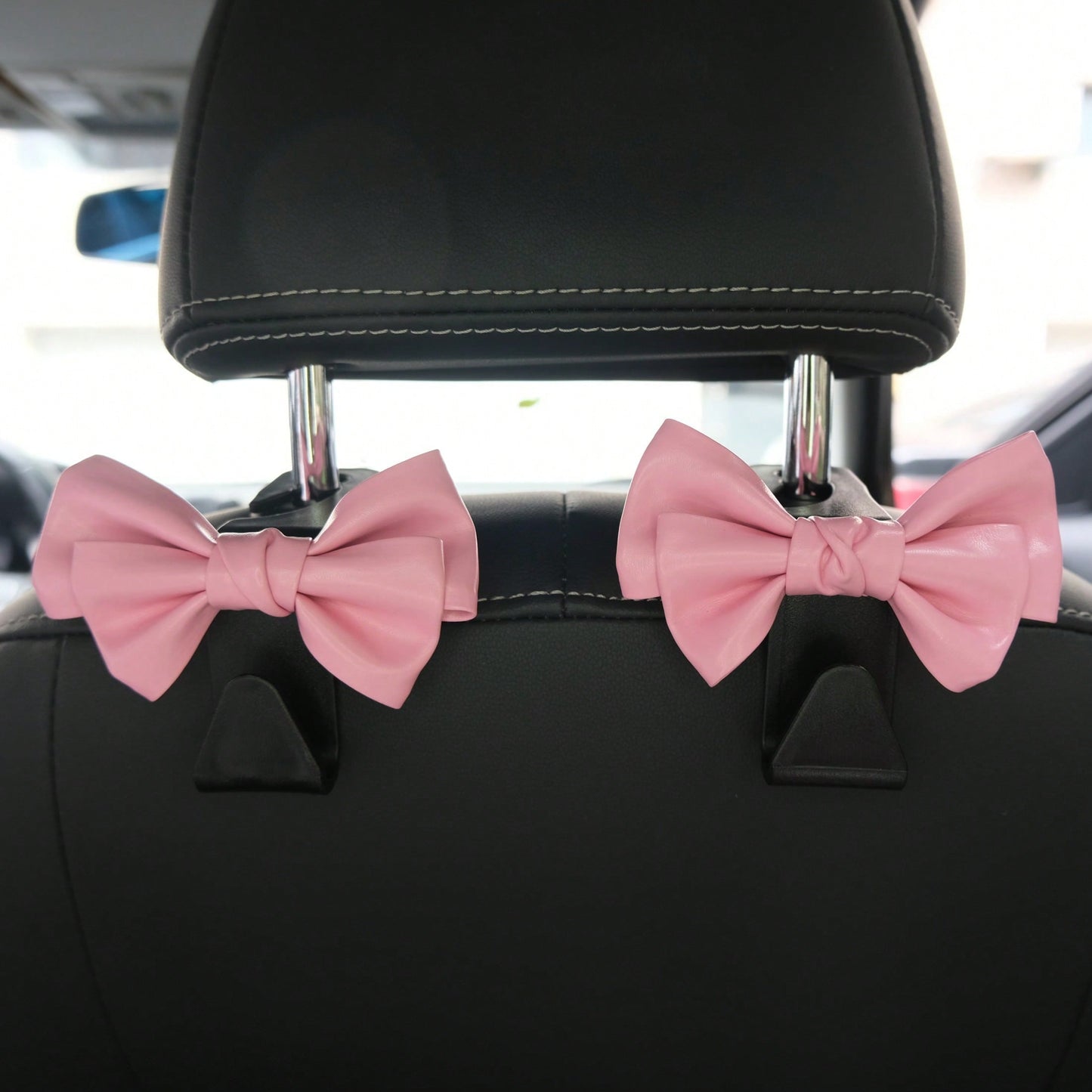 AD High-End Leather Bowknot Multi-Function Car Seat Back Hook, Hanging Organizer