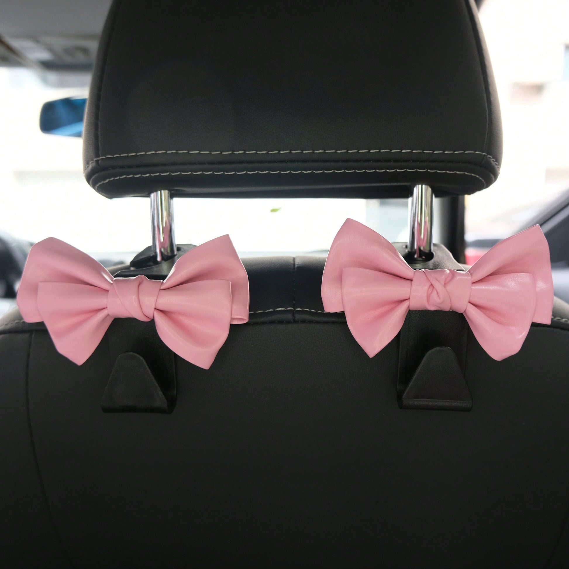 AD High-End Leather Bowknot Multi-Function Car Seat Back Hook, Hanging Organizer