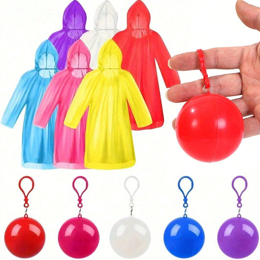 Adult Emergency Raincoat Keychain Compressed Ball Portable Waterproof Disposable Rain Poncho Lightweight Unisex Raincoat Outdoor Sports Cycling Hiking Camping Climbing Travel Amusement Park Rainy Day