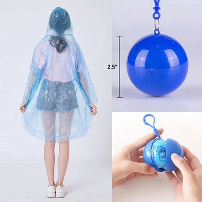 Adult Emergency Raincoat Keychain Compressed Ball Portable Waterproof Disposable Rain Poncho Lightweight Unisex Raincoat Outdoor Sports Cycling Hiking Camping Climbing Travel Amusement Park Rainy Day
