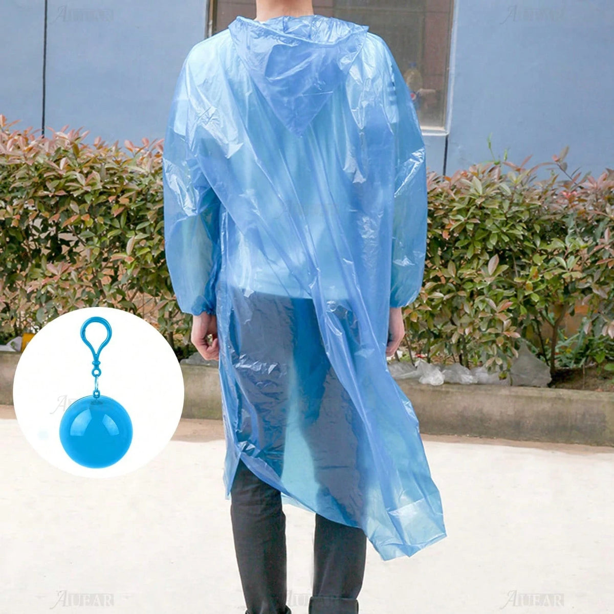 Adult Emergency Raincoat Keychain Compressed Ball Portable Waterproof Disposable Rain Poncho Lightweight Unisex Raincoat Outdoor Sports Cycling Hiking Camping Climbing Travel Amusement Park Rainy Day