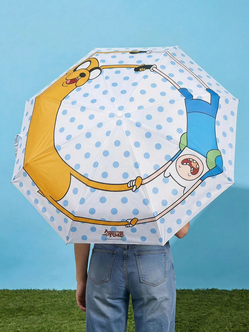 ADVENTURE TIME X Joivida 1pc Cute Cartoon Folding Umbrella Portable Compact Mini Umbrella With Sleeve, Lightweight Rain Sun Protection Umbrella For Women Travel Outdoor